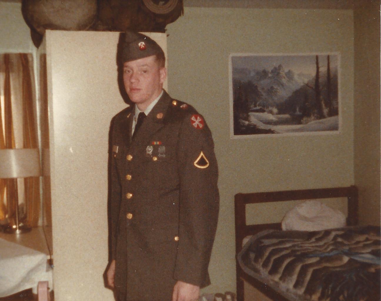 Michael getting ready for inspection in Korea.